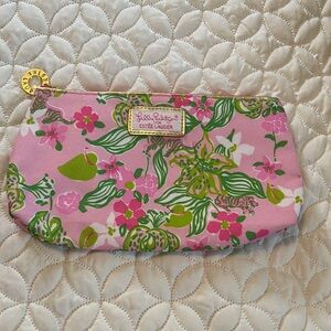 Lilly Pulitzer Pink and Green Floral Cosmetic Bag